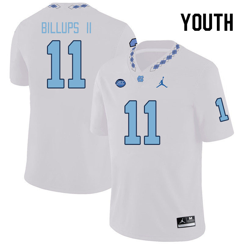 Youth #11 Paul Billups II North Carolina Tar Heels College Football Jerseys Stitched-White